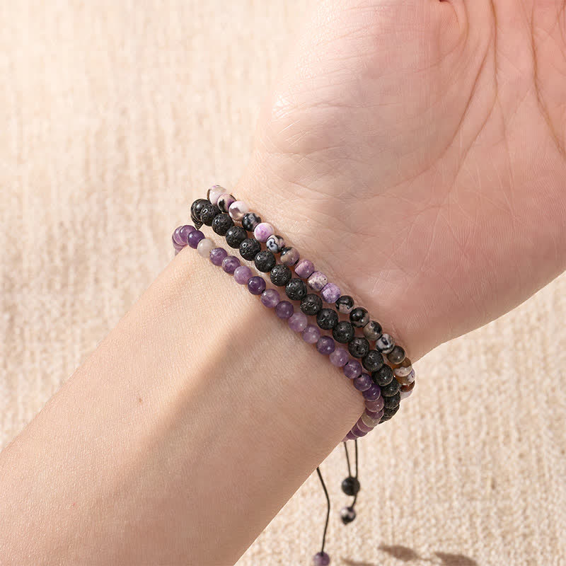 Nimara Ritual 3pcs "Find Your Quiet Center" Fire Agate Clarity Bracelet Includes Gift Message Card
