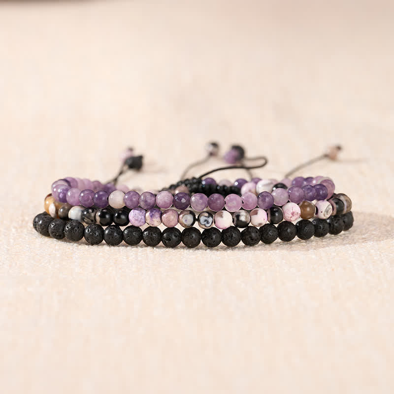 Nimara Ritual 3pcs "Find Your Quiet Center" Fire Agate Clarity Bracelet Includes Gift Message Card