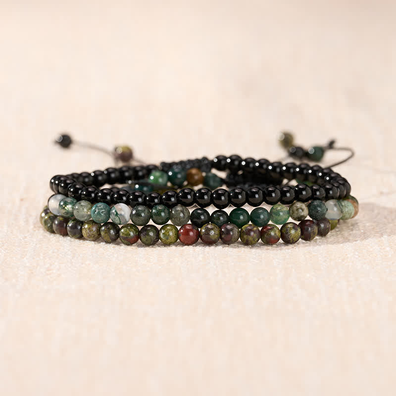 Nimara Ritual 3pcs "Reclaim Your Vital Energy" Indian Agate Transformation Bracelet Includes Gift Message Card