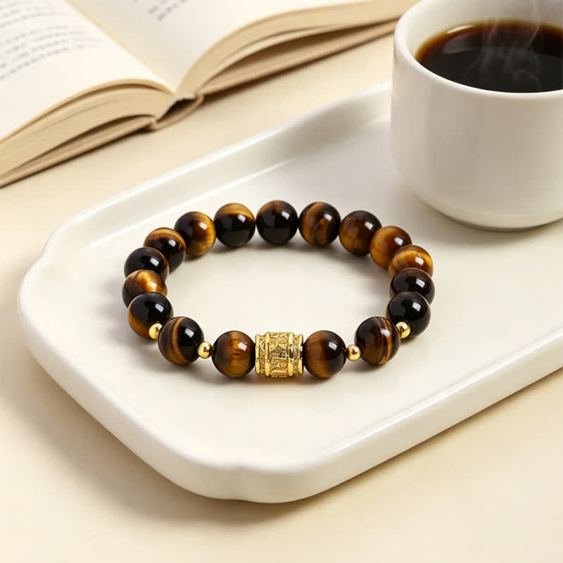 Nimara Ritual Tiger Eye Black Obsidian Courage Beads Bracelet