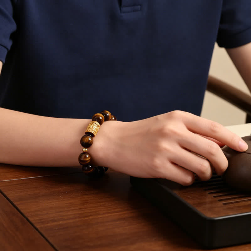 Nimara Ritual Tiger Eye Black Obsidian Courage Beads Bracelet