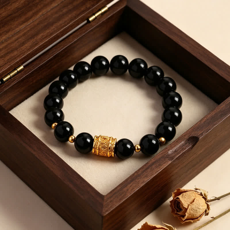 Nimara Ritual Tiger Eye Black Obsidian Courage Beads Bracelet