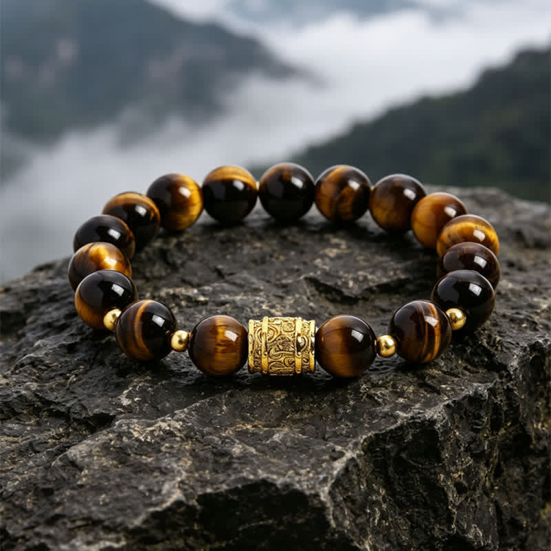 Nimara Ritual Tiger Eye Black Obsidian Courage Beads Bracelet