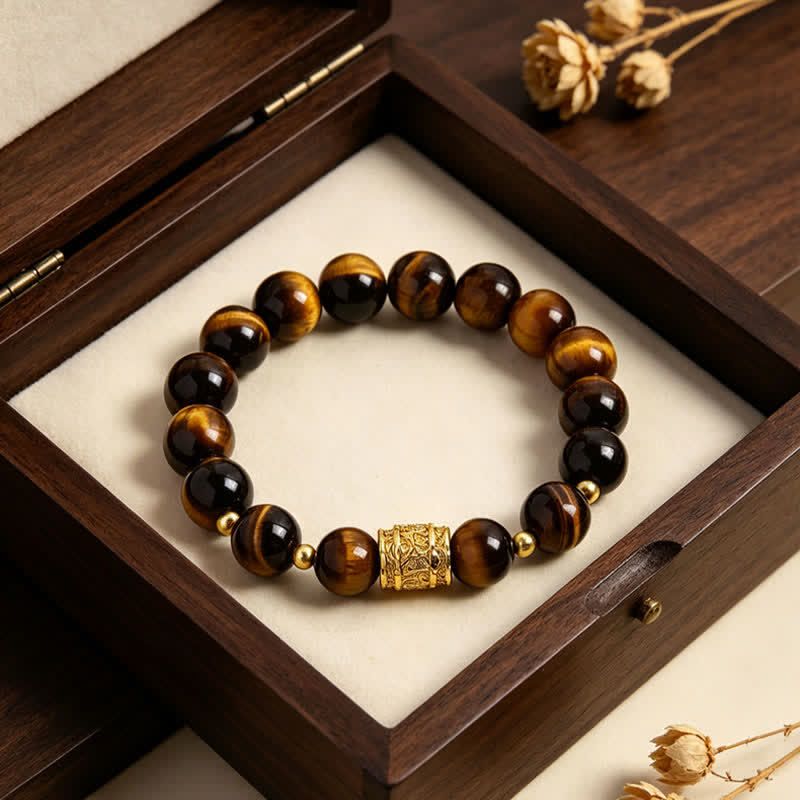 Nimara Ritual Tiger Eye Black Obsidian Courage Beads Bracelet
