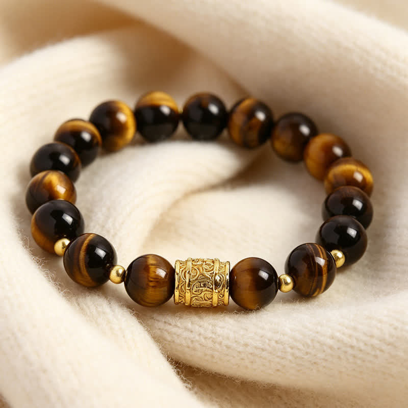 Nimara Ritual Tiger Eye Black Obsidian Courage Beads Bracelet