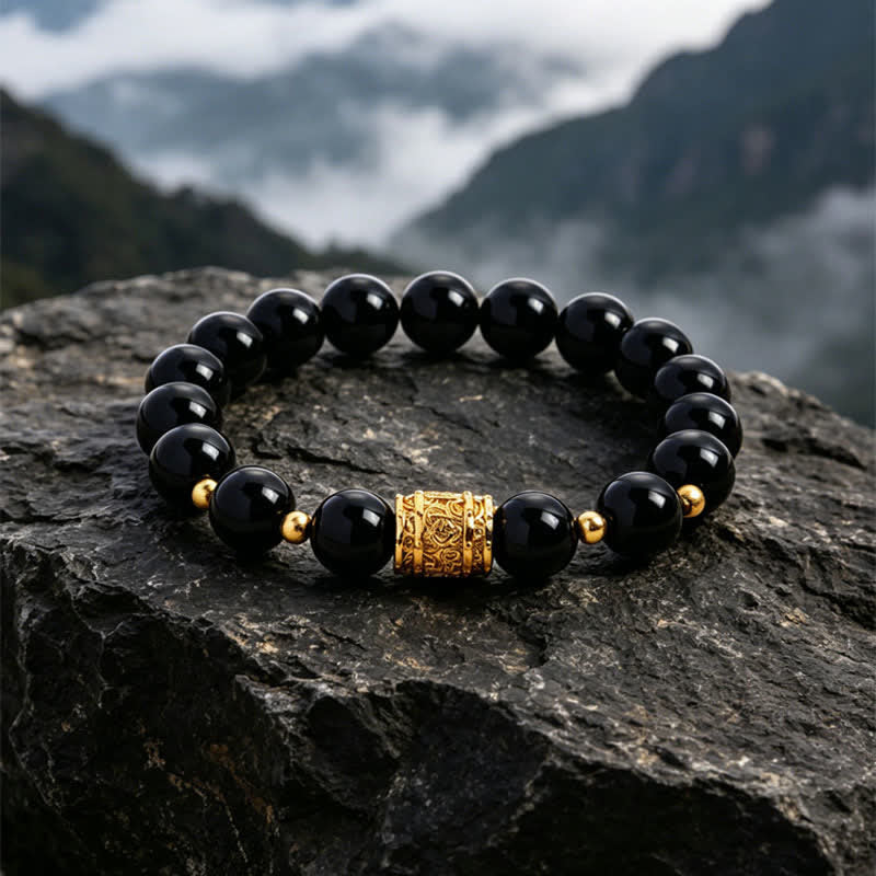Nimara Ritual Tiger Eye Black Obsidian Courage Beads Bracelet