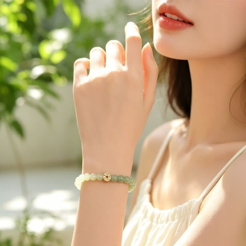 Nimara Ritual Tiger Eye Natural Stone Fu Character Copper Coins Happiness Bracelet