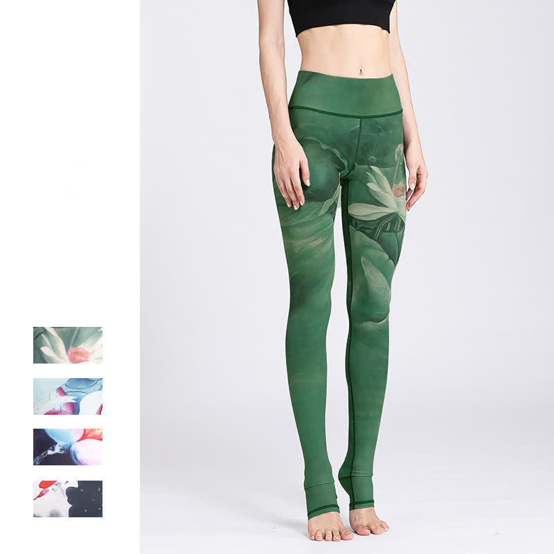 Nimara Ritual Lotus Flower Print Design Pants Sports Fitness Yoga Leggings Women's Yoga Pants