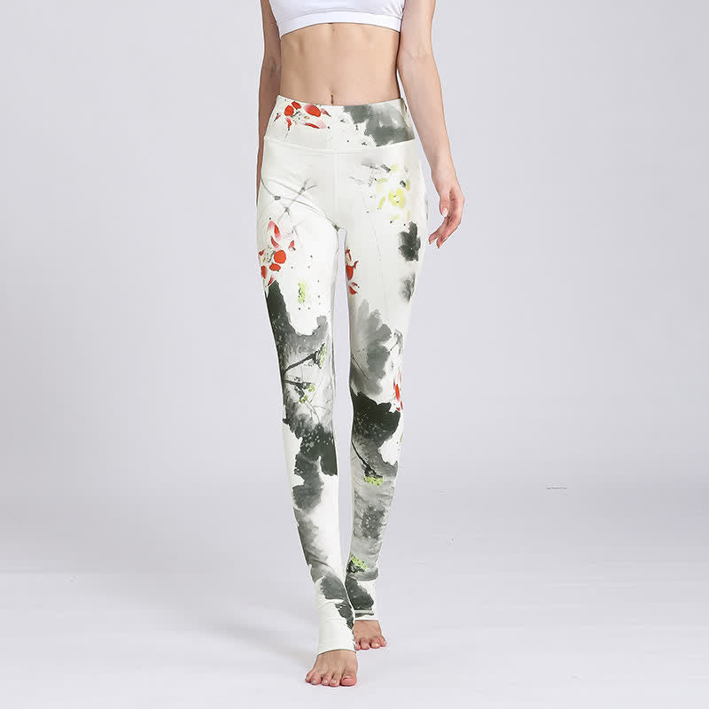 Nimara Ritual Lotus Flower Print Design Pants Sports Fitness Yoga Leggings Women's Yoga Pants