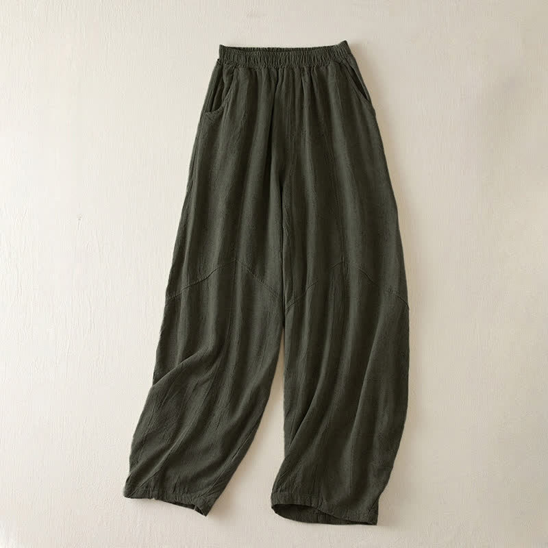 Nimara Ritual Casual Loose Straight Leg 7-8 Length Cropped Pants Women's Harem Pants With Pockets