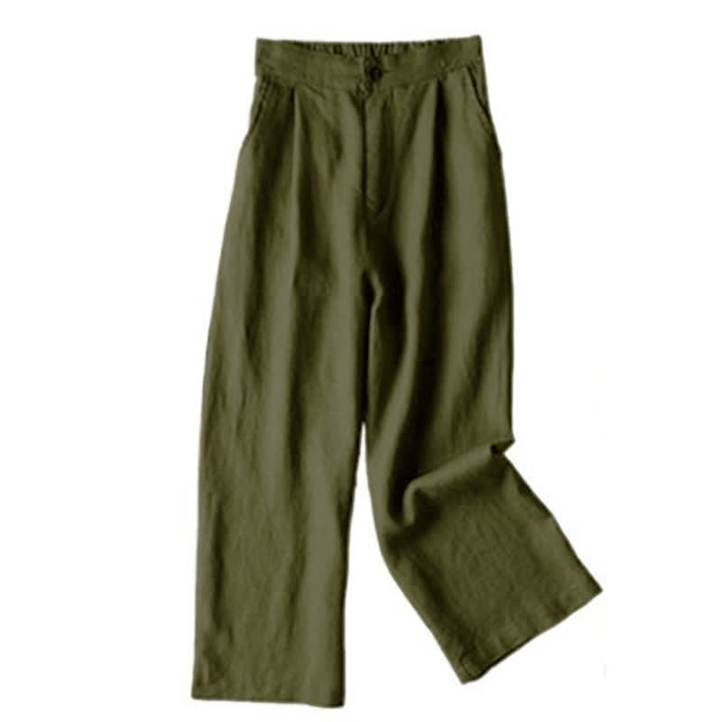 Nimara Ritual Commute Solid Color 7-8 Length Women's Wide Leg Pants With Pockets