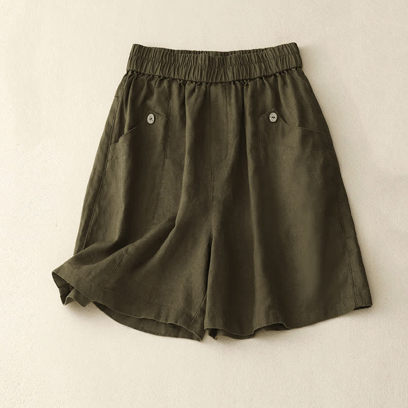 Nimara Ritual Summer Casual Buttons Plain Women's Shorts With Pockets