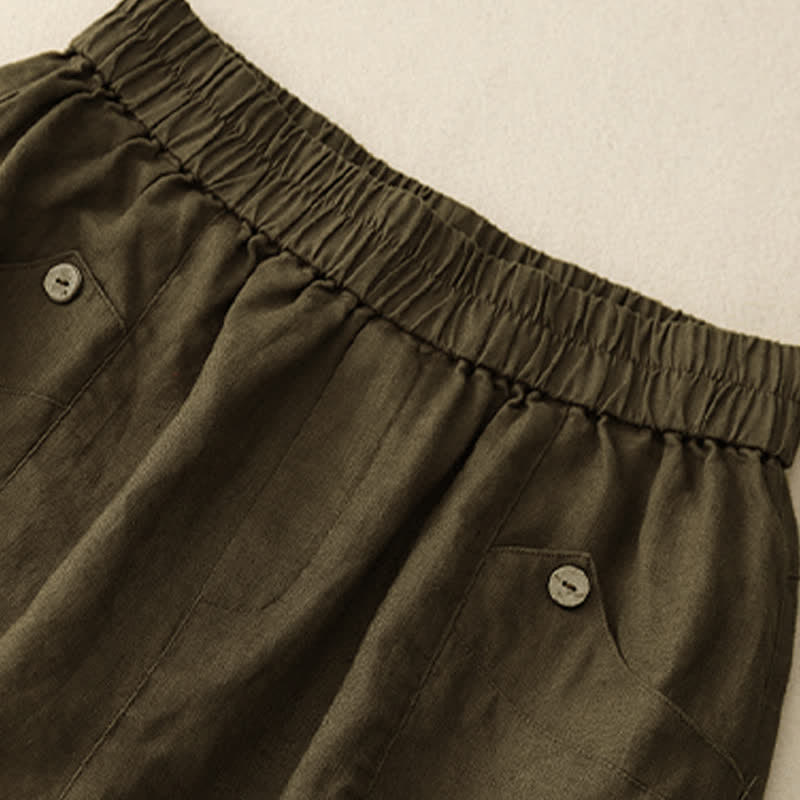 Nimara Ritual Summer Casual Buttons Plain Women's Shorts With Pockets