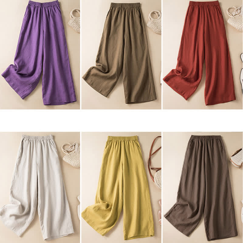 Nimara Ritual Casual Solid Color Women's Wide Leg Pants With Pockets