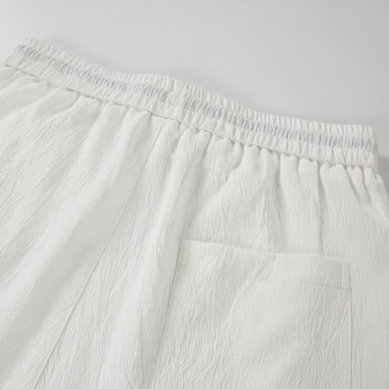 Nimara Ritual Summer Casual Tang Style Embroidery Crane Auspicious Clouds Men's Shorts With Pockets