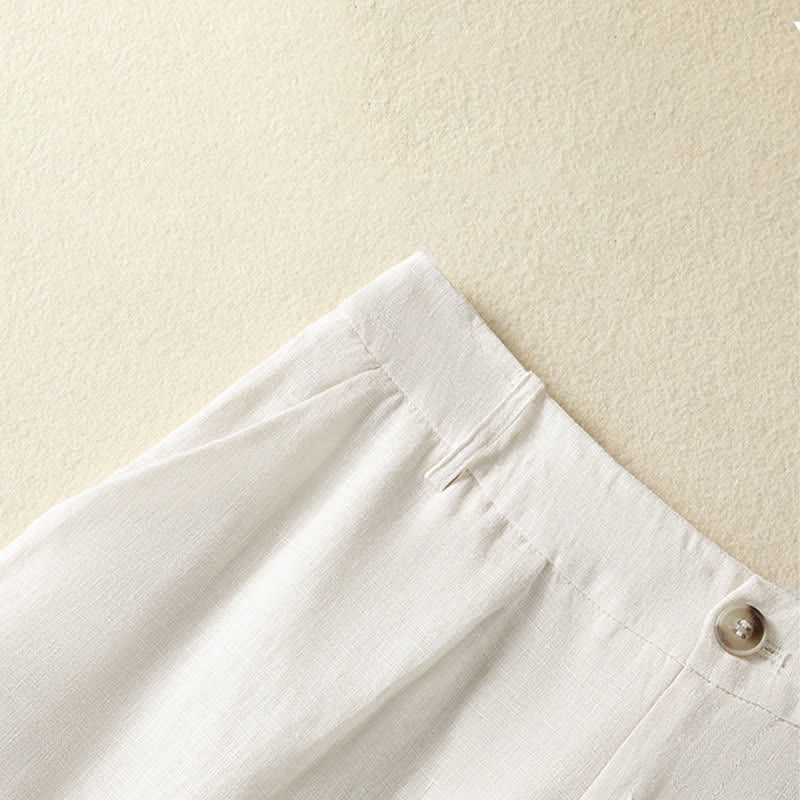 Nimara Ritual Summer Casual Minimalist Button-Up Zipper Solid Ankle Pants Women's Wide Leg Pants With Pockets