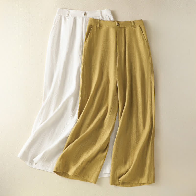 Nimara Ritual Summer Casual Minimalist Button-Up Zipper Solid Ankle Pants Women's Wide Leg Pants With Pockets