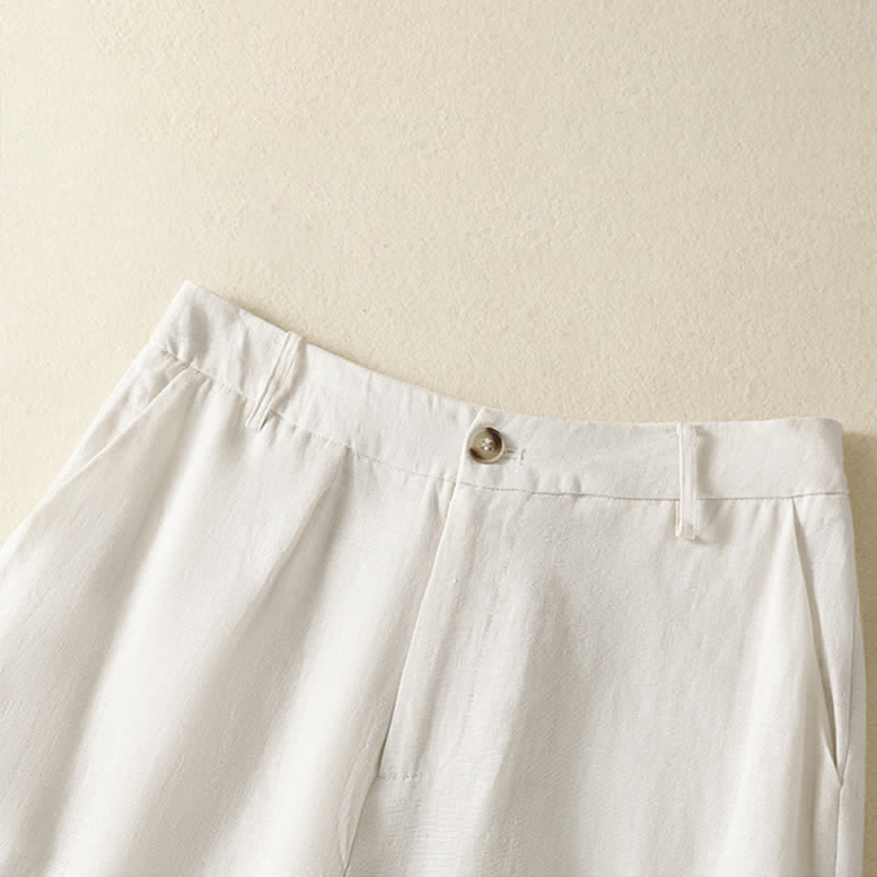 Nimara Ritual Summer Casual Minimalist Button-Up Zipper Solid Ankle Pants Women's Wide Leg Pants With Pockets