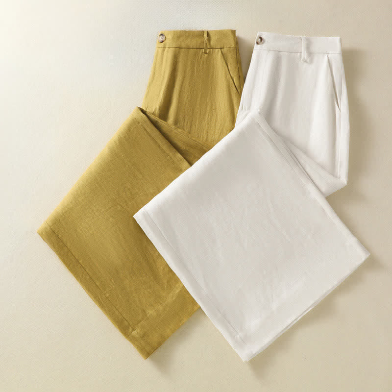 Nimara Ritual Summer Casual Minimalist Button-Up Zipper Solid Ankle Pants Women's Wide Leg Pants With Pockets