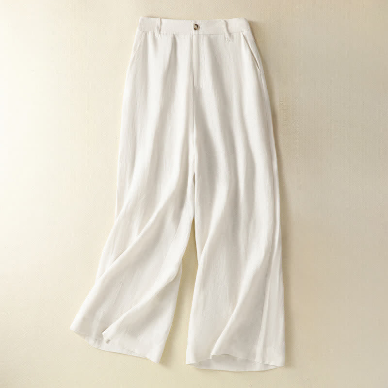 Nimara Ritual Summer Casual Minimalist Button-Up Zipper Solid Ankle Pants Women's Wide Leg Pants With Pockets