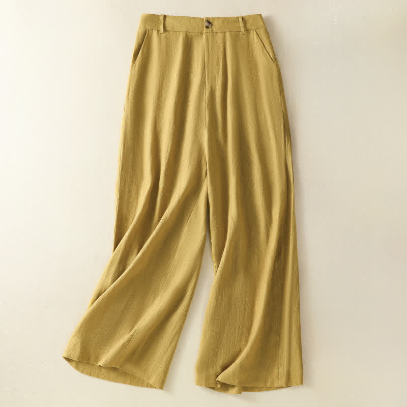 Nimara Ritual Summer Casual Minimalist Button-Up Zipper Solid Ankle Pants Women's Wide Leg Pants With Pockets