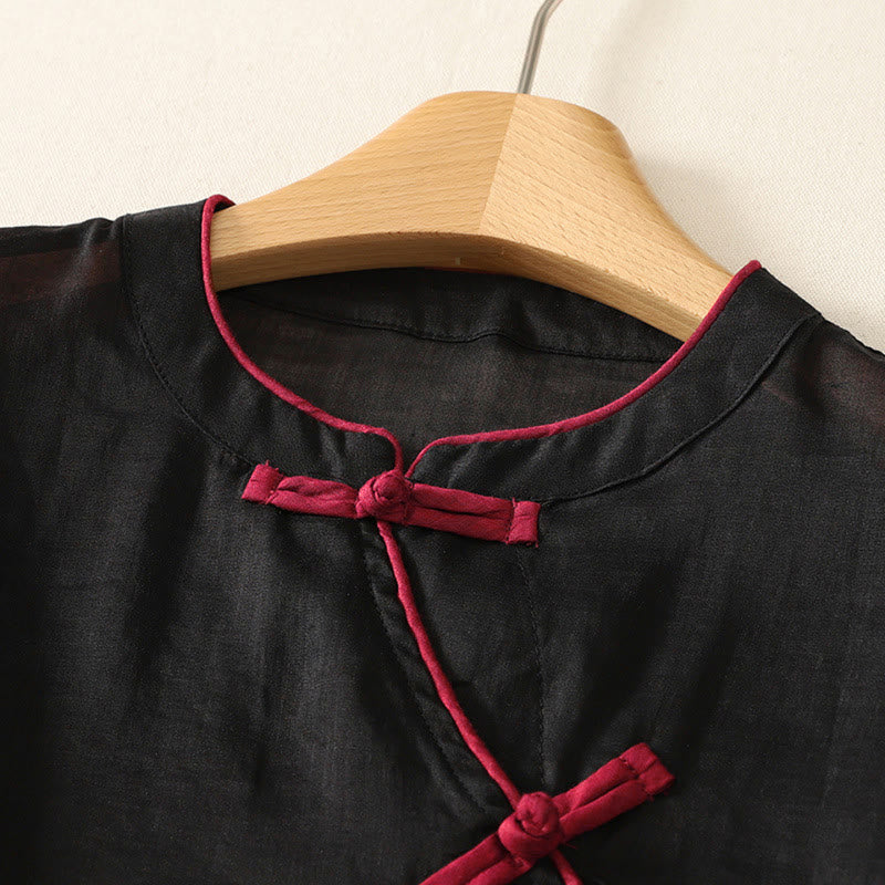 Nimara Ritual Summer Tang Style Casual Frog Button Solid Tank Top Women's Sleeveless Shirts