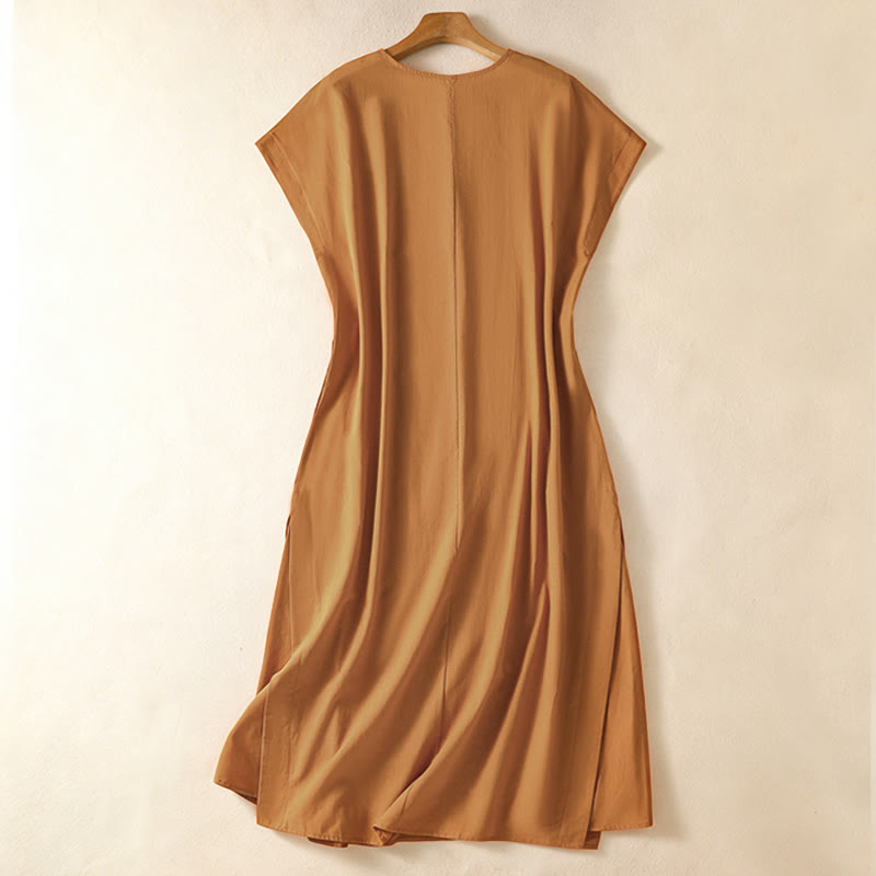 Nimara Ritual Summer Elegant Minimalist Solid Women's Summer Sleeveless Dress With Pocket