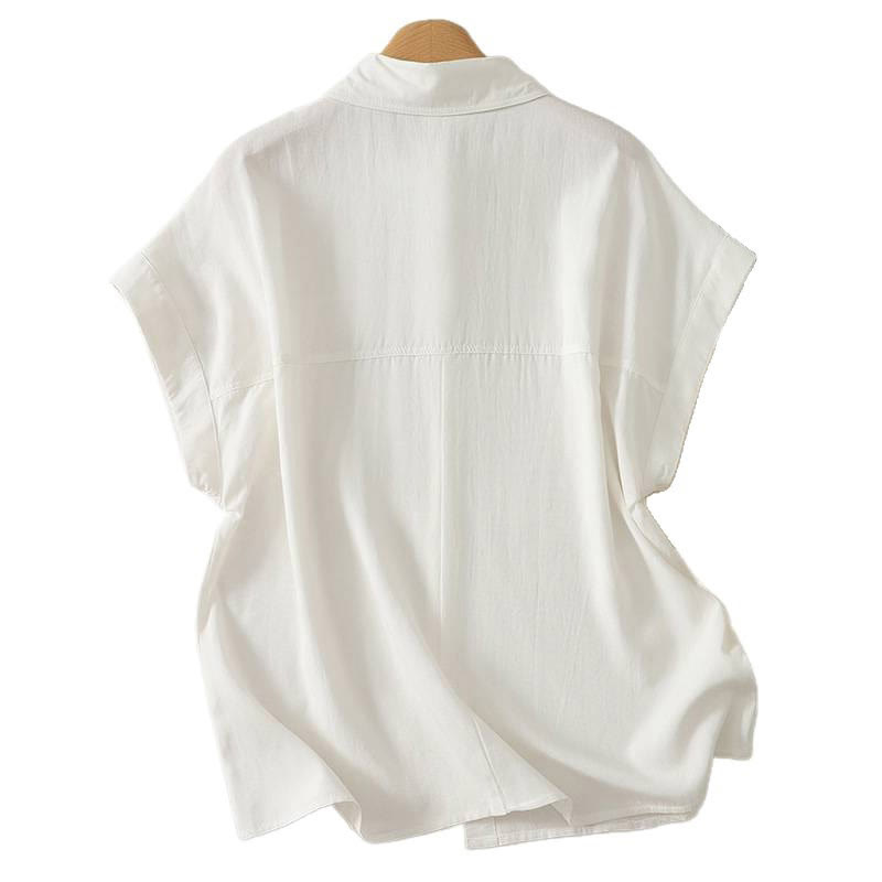 Nimara Ritual Summer Casual Minimalist Button-Up Solid Women's Short Sleeve Shirts