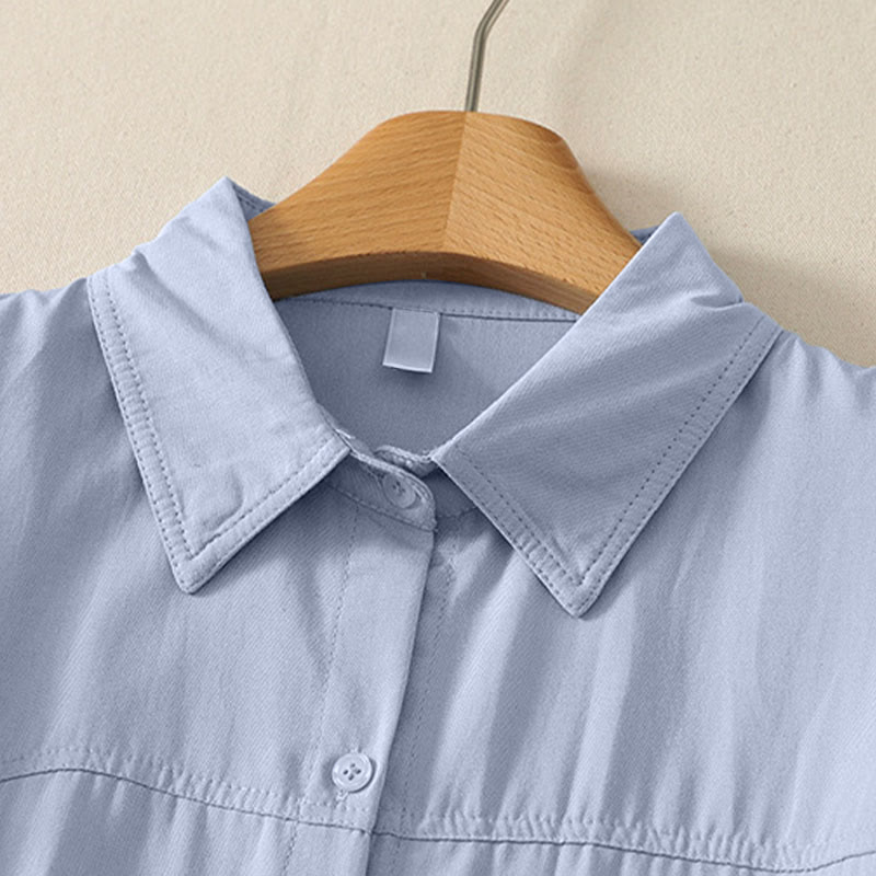 Nimara Ritual Summer Casual Minimalist Button-Up Solid Women's Short Sleeve Shirts