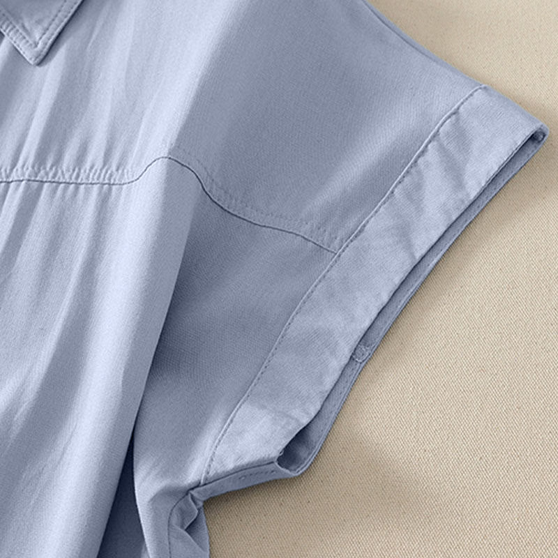 Nimara Ritual Summer Casual Minimalist Button-Up Solid Women's Short Sleeve Shirts