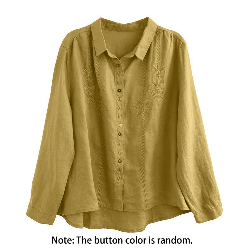 Nimara Ritual Spring Embroidery Long Sleeve Colorful Button Label Women's Shirt