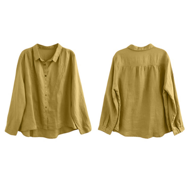 Nimara Ritual Spring Embroidery Long Sleeve Colorful Button Label Women's Shirt