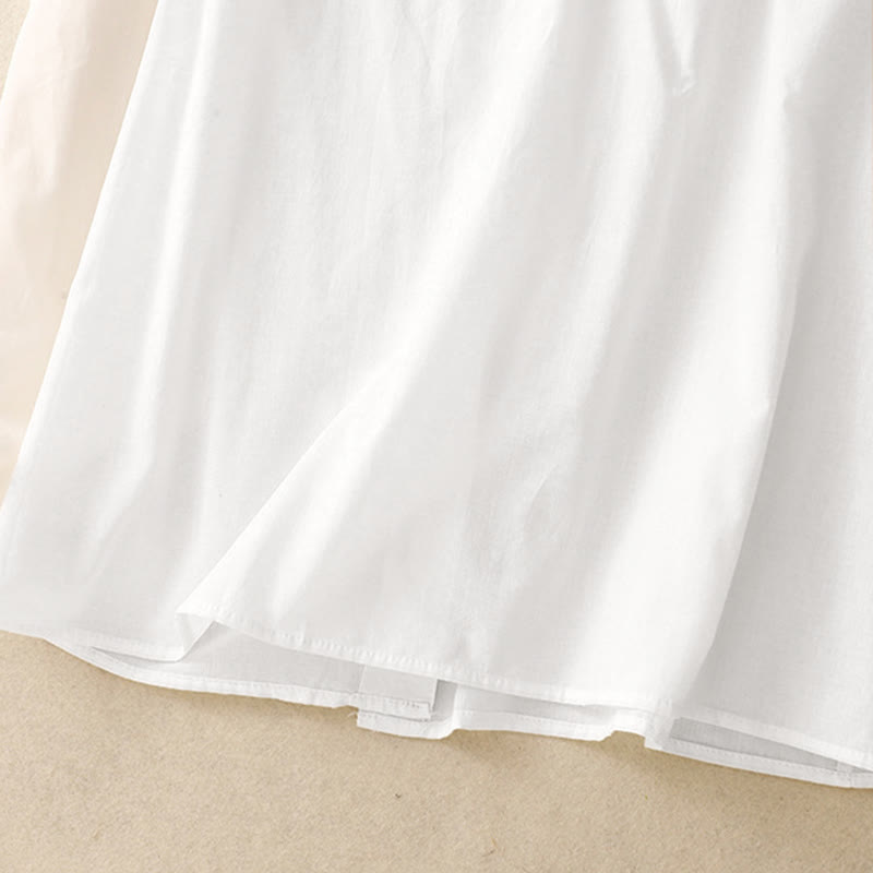 Nimara Ritual Summer Pure Color Ruffled Pleated Design Women's Short Sleeve Shirt