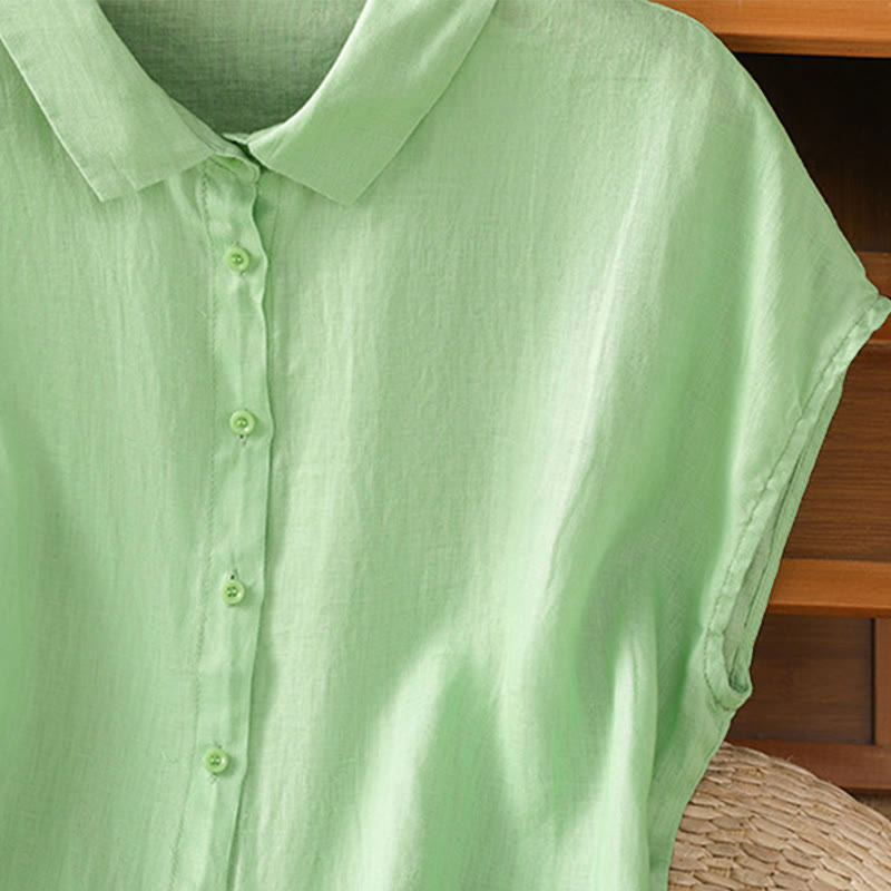 Nimara Ritual Summer Plain Color Button Short Sleeve Women's Shirt