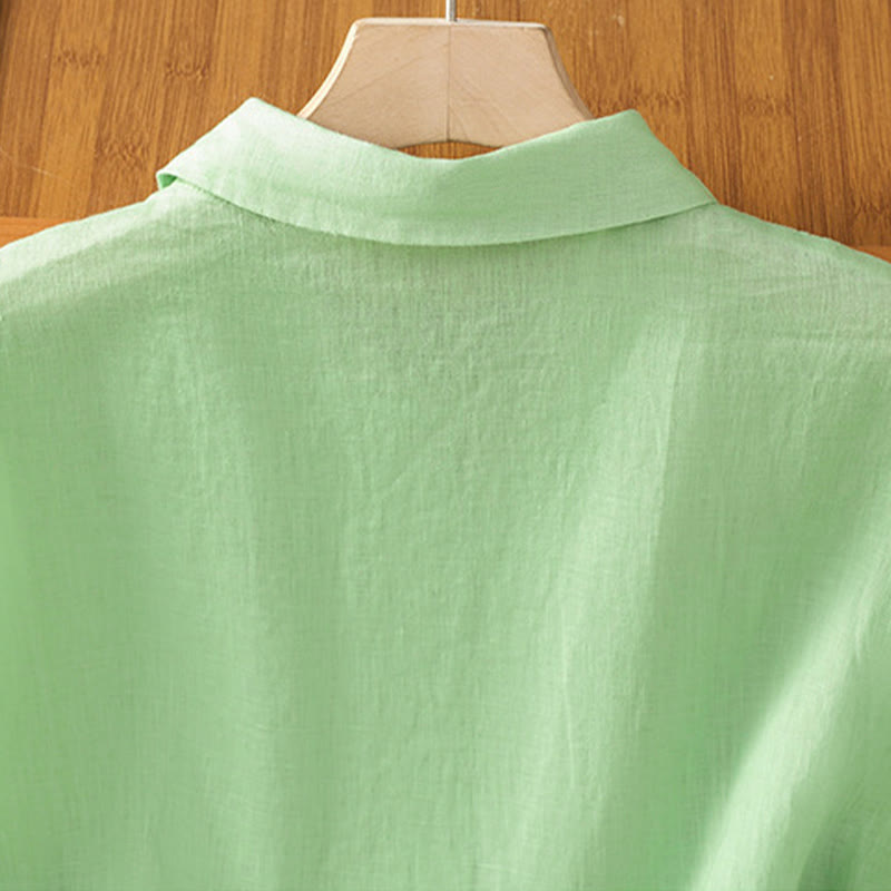 Nimara Ritual Summer Plain Color Button Short Sleeve Women's Shirt