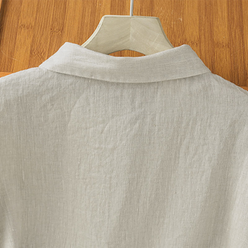 Nimara Ritual Summer Plain Color Button Short Sleeve Women's Shirt