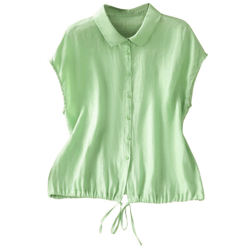Nimara Ritual Summer Plain Color Button Short Sleeve Women's Shirt