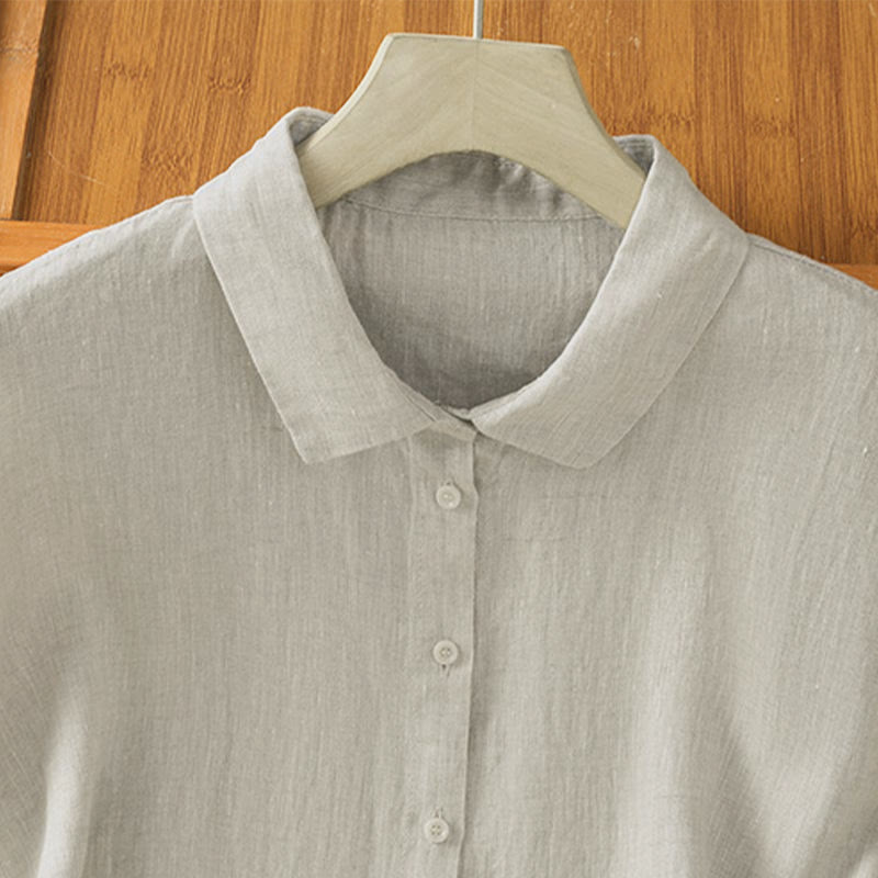 Nimara Ritual Summer Plain Color Button Short Sleeve Women's Shirt