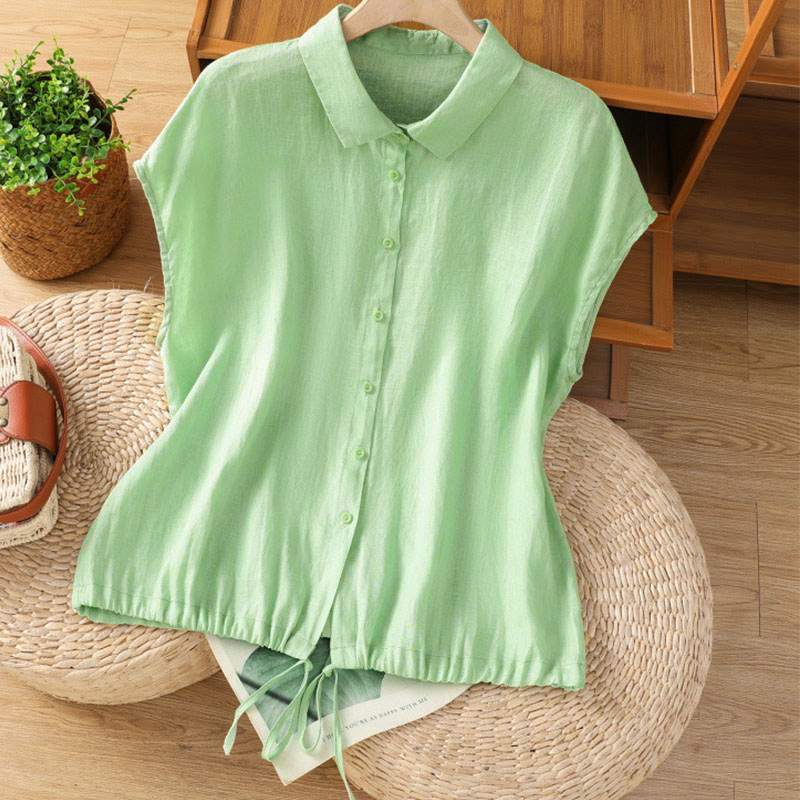 Nimara Ritual Summer Plain Color Button Short Sleeve Women's Shirt