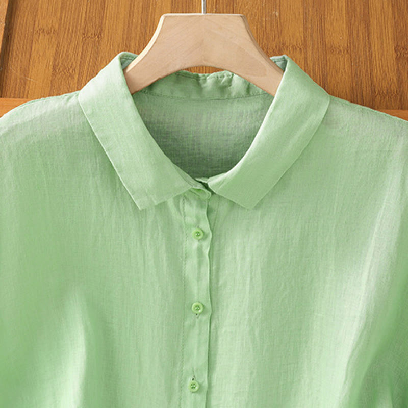 Nimara Ritual Summer Plain Color Button Short Sleeve Women's Shirt