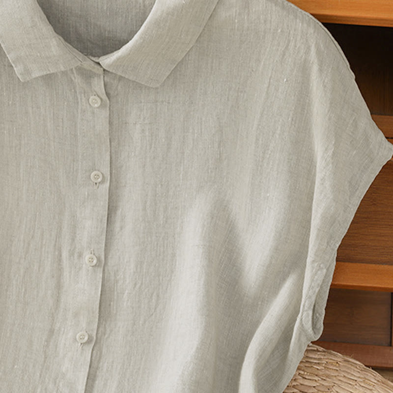 Nimara Ritual Summer Plain Color Button Short Sleeve Women's Shirt