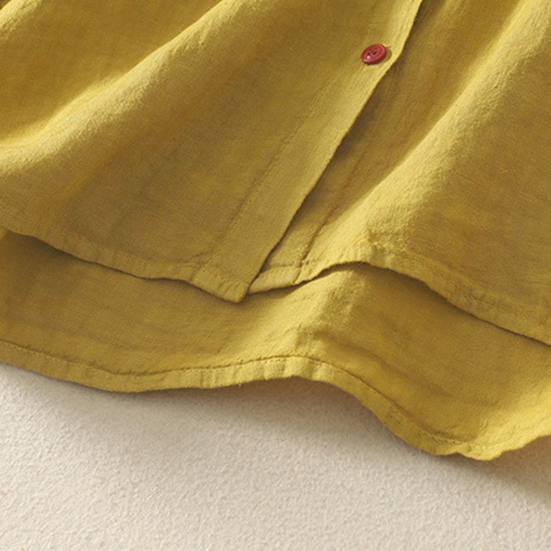 Nimara Ritual Summer Plain Red Buttons Short Sleeve Women's Shirt
