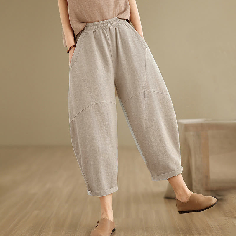 Nimara Ritual Spring 7-8 Length Solid Color Women's Harem Pants With Pockets