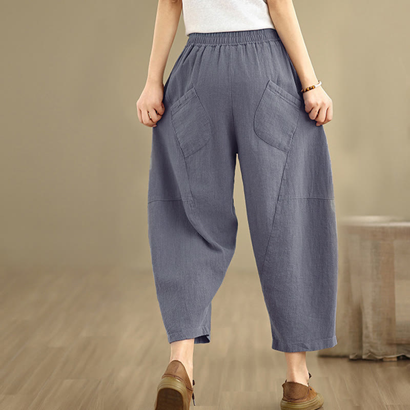 Nimara Ritual Spring 7-8 Length Solid Color Women's Harem Pants With Pockets