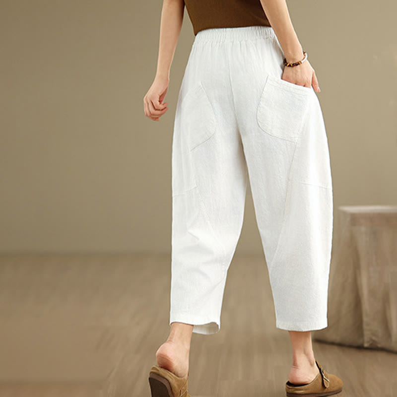 Nimara Ritual Spring 7-8 Length Solid Color Women's Harem Pants With Pockets
