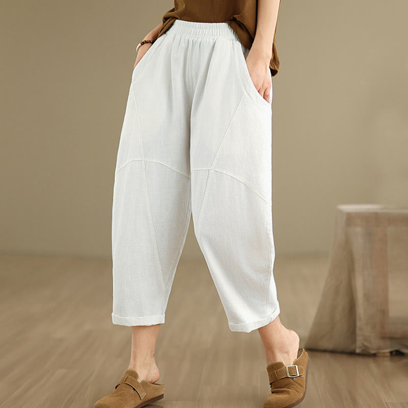 Nimara Ritual Spring 7-8 Length Solid Color Women's Harem Pants With Pockets