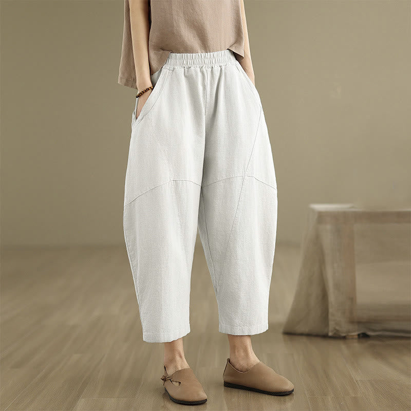 Nimara Ritual Spring 7-8 Length Solid Color Women's Harem Pants With Pockets