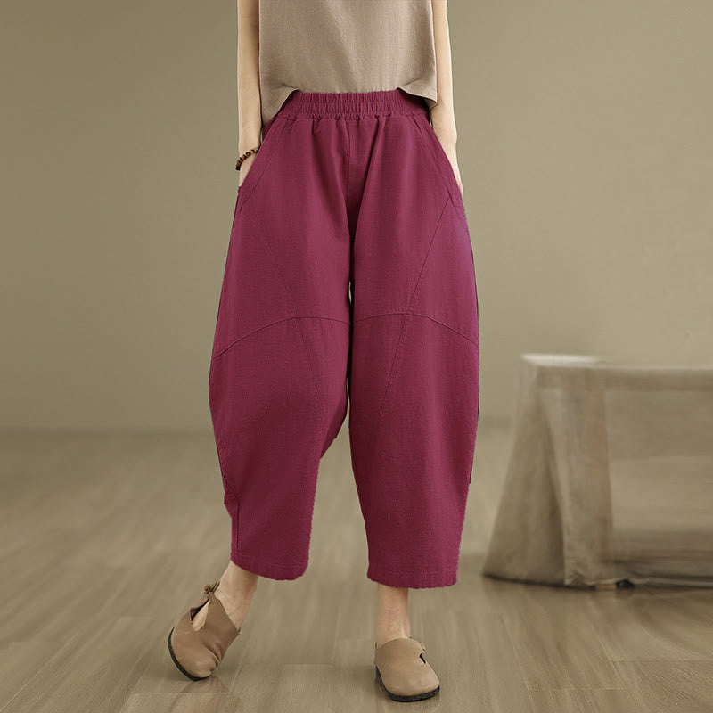 Nimara Ritual Spring 7-8 Length Solid Color Women's Harem Pants With Pockets