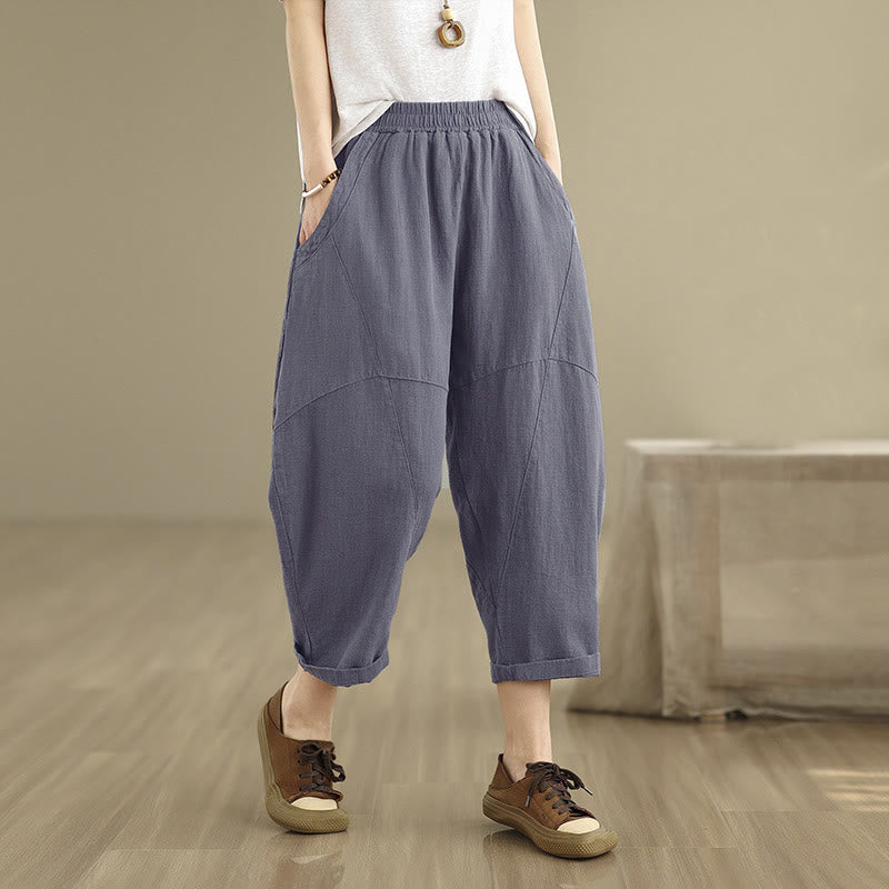 Nimara Ritual Spring 7-8 Length Solid Color Women's Harem Pants With Pockets