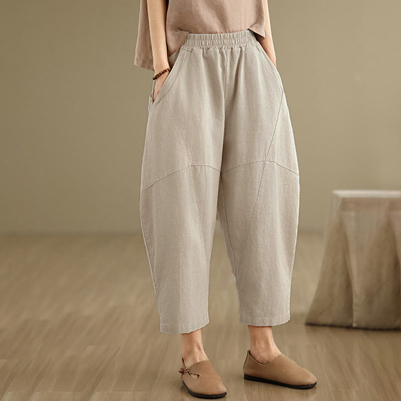 Nimara Ritual Spring 7-8 Length Solid Color Women's Harem Pants With Pockets
